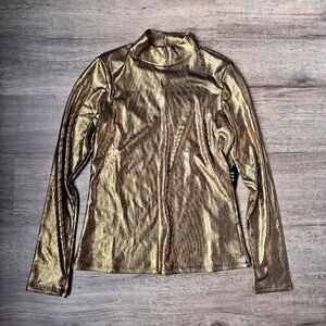 Express Gold Mock Neck Long Sleeve Shirt - Size Small - Brand New